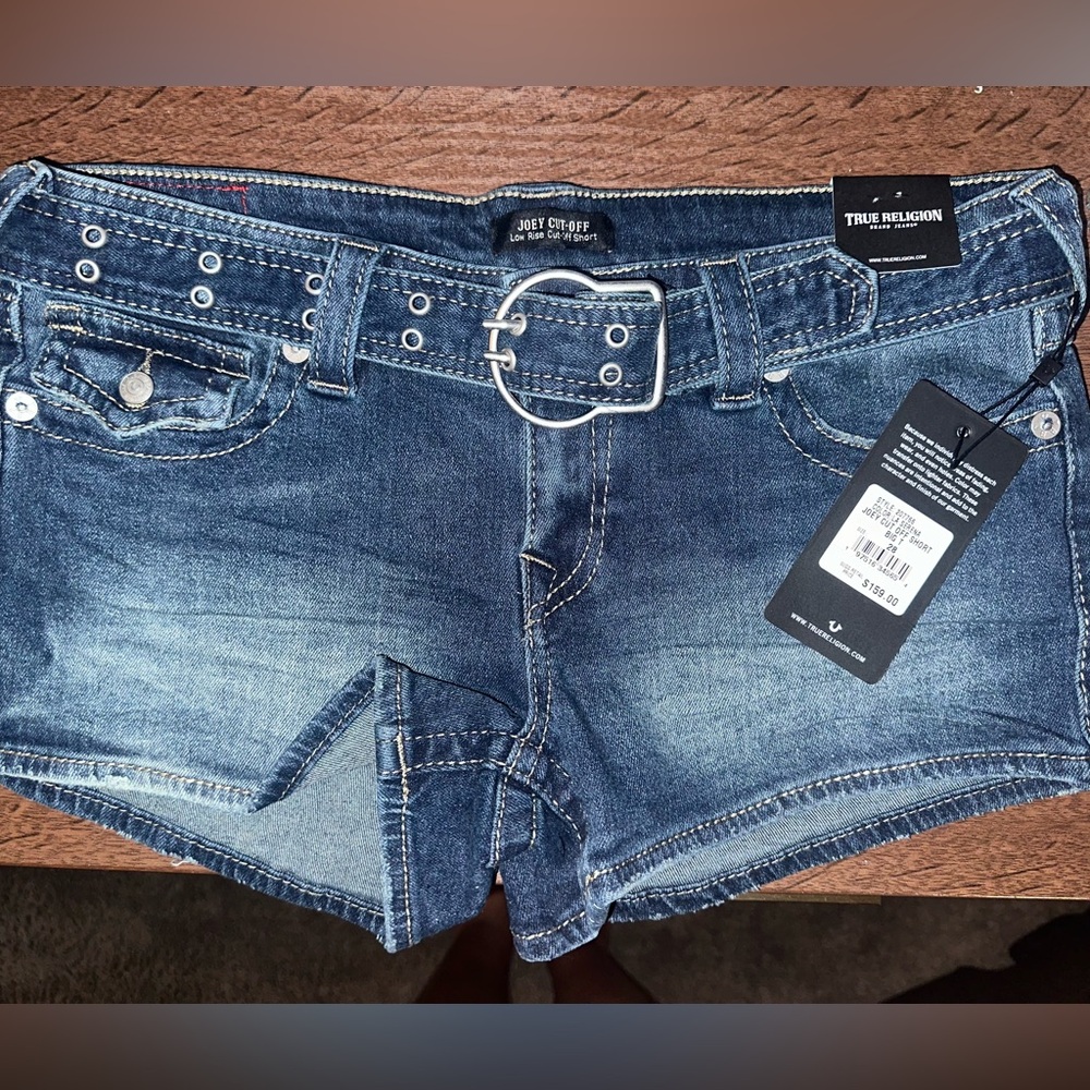 True Religion Low Waisted Joey Cut-Off Denim Shorts